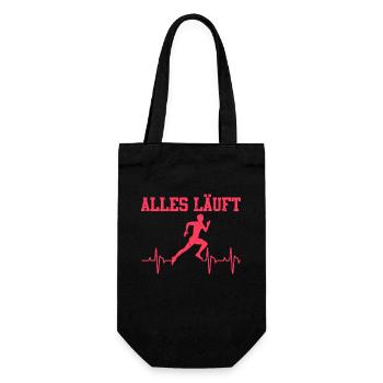 Läufer ALLES LÄUFT Laufen Marathon Lustiges - Geschenkbeutel für Flaschen - Schwarz - Vorne