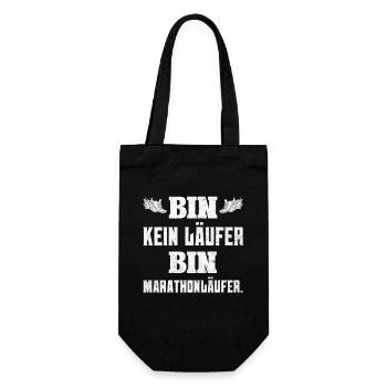 Läuferin BIN KEIN LÄUFER BIN MARATHONLÄUFER Lustig - Geschenkbeutel für Flaschen - Schwarz - Vorne