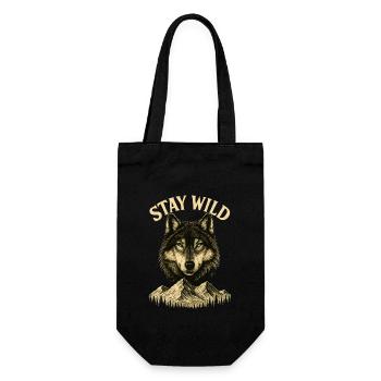 Stay Wild - Restez sauvage - Loup - Sac à bouteille - noir - Devant