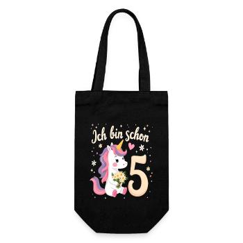Licorne mignonne 5e anniversaire pour les filles - Sac à bouteille - noir - Devant