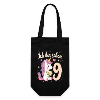 Licorne mignonne 9e anniversaire pour les filles - Sac à bouteille - noir - Devant