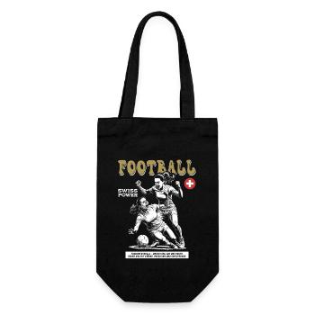 Einsatz mit Herz: Schweizer Frauenfußball Shirt - Geschenkbeutel für Flaschen - Schwarz - Vorne