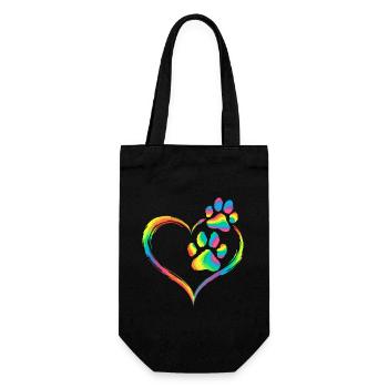 Rainbow Heart Paw Print Animal Love - Gift Bag for Bottles - black - Front