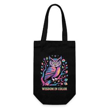 Vibrant Owl Wisdom in Color Design - Gift Bag for Bottles - black - Front