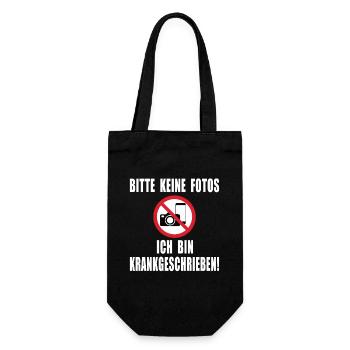 Bitte keine Fotos ich bin Krankgeschrieben - Geschenkbeutel für Flaschen - Schwarz - Vorne