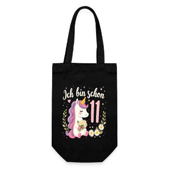 Licorne mignonne 11e anniversaire pour les filles - Sac à bouteille - noir - Devant