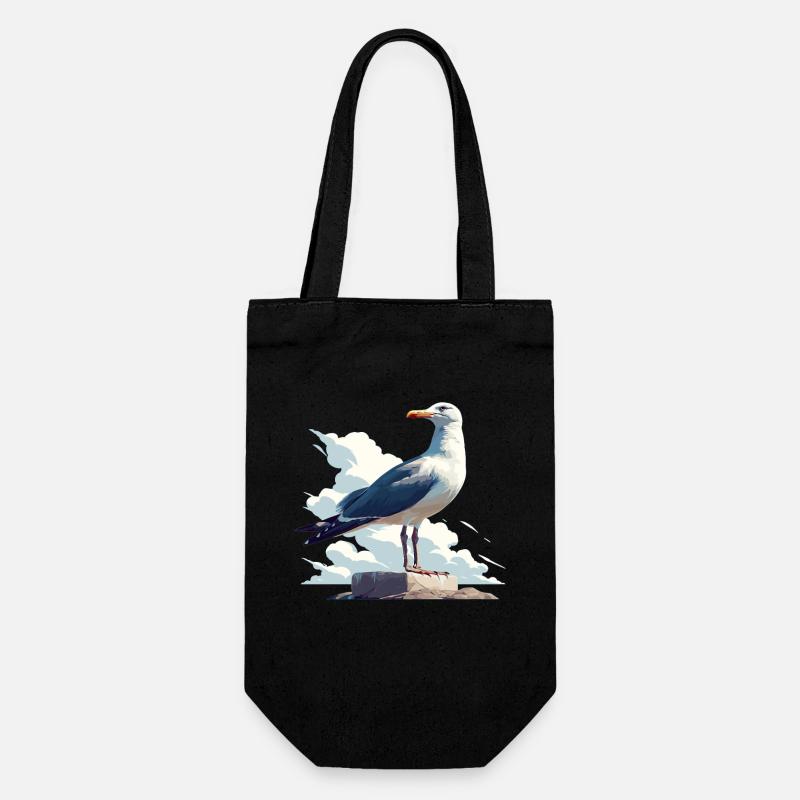 Möwen Möwe - Geschenkbeutel für Flaschen - Schwarz