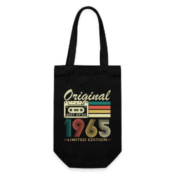 60 Jahre 1965 Vintage Retro Geburtstagsgeschenk - Geschenkbeutel für Flaschen - Schwarz - Vorne