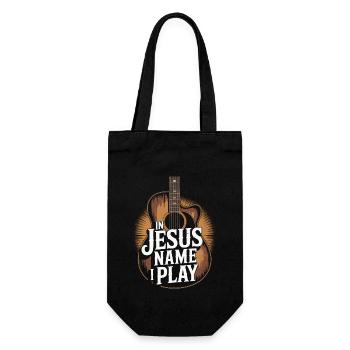 Au nom de Jésus, je joue de la guitare - Sac à bouteille - noir - Devant