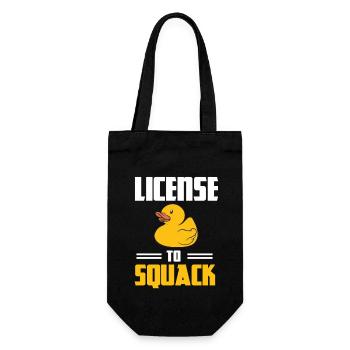 License To Squack Entchen Gummiente Gelbe Ente - Geschenkbeutel für Flaschen - Schwarz - Vorne
