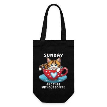 CAT COFFEE CUP SUNDAY AND THAT WITHOUT COFFEE - Gift Bag for Bottles - black - Front