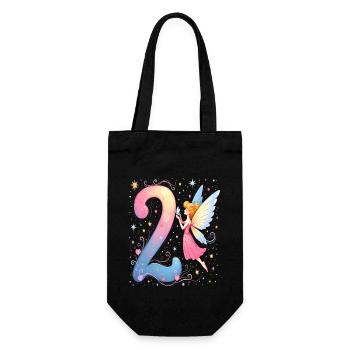 Süße Fee 2. Geburtstag für Mädchen - Geschenkbeutel für Flaschen - Schwarz - Vorne
