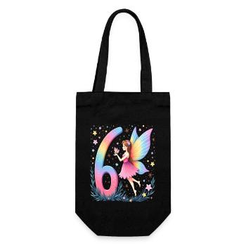 Süße Fee 6. Geburtstag für Mädchen - Geschenkbeutel für Flaschen - Schwarz - Vorne