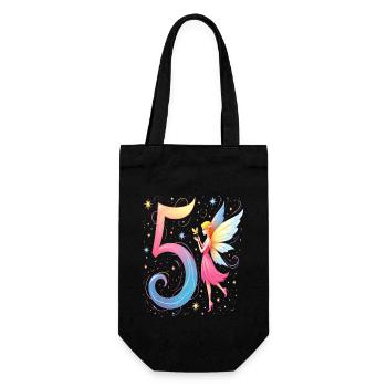 Süße Fee 5. Geburtstag für Mädchen - Geschenkbeutel für Flaschen - Schwarz - Vorne