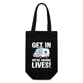 Get in We Save Lives Ambulance Motif - Gift Bag for Bottles - black - Front
