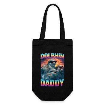Delphin Papa - Geschenkbeutel für Flaschen - Schwarz - Vorne