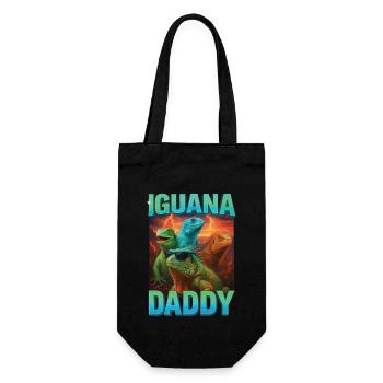 Leguan-Papa - Geschenkbeutel für Flaschen - Schwarz - Vorne