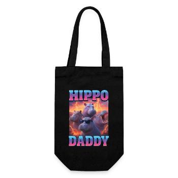 Nilpferd-Papa - Geschenkbeutel für Flaschen - Schwarz - Vorne
