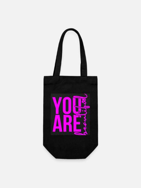 You Are Beautiful - Pink - Geschenkbeutel für Flaschen - Schwarz