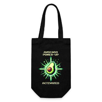 Power-Up: Avocado | Fruchtbuff für Gamer - Geschenkbeutel für Flaschen - Schwarz - Vorne