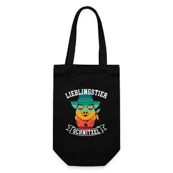 Schnitzel Fan Fleischliebhaber Schlachter Metzger - Geschenkbeutel für Flaschen - Schwarz - Vorne