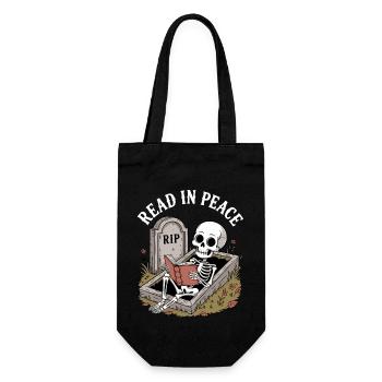 Read In Peace Skeleton Bücher Reading Funny Reader - Geschenkbeutel für Flaschen - Schwarz - Vorne