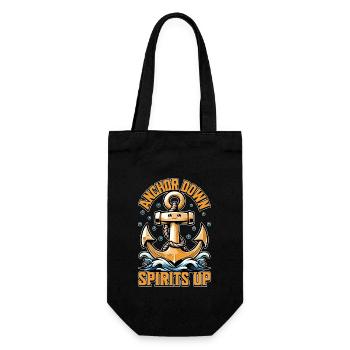 Sailing Anchor Down Spirits Up Loves Sailing Boat - Geschenkbeutel für Flaschen - Schwarz - Vorne