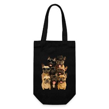 Französische Bulldogge - Geschenkbeutel für Flaschen - Schwarz - Vorne