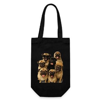 Mops - Geschenkbeutel für Flaschen - Schwarz - Vorne