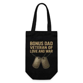 Papa bonus - Vétéran avec plaques d’identité - Sac à bouteille - noir - Devant