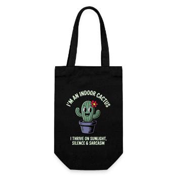 I’m an Indoor Cactus – Stachelige Zimmerpflanze - Geschenkbeutel für Flaschen - Schwarz - Vorne