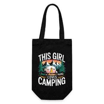 Camper Woman Loves Nature - Camping Girl Shirt - Gift Bag for Bottles - black - Front