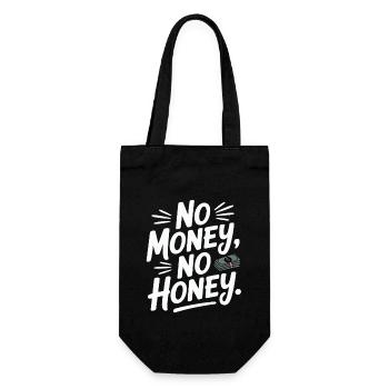 No Money No Honey Ironischer Geld Spruch Party - Geschenkbeutel für Flaschen - Schwarz - Vorne
