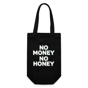 No Money No Honey Ironischer Geld Spruch Party - Geschenkbeutel für Flaschen - Schwarz - Vorne