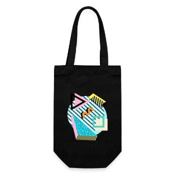 Memphis Mix – Retro Shapes & Farben - Geschenkbeutel für Flaschen - Schwarz - Vorne