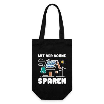 Solar Energie MIT DER SONNE SPAREN Lustiges - Geschenkbeutel für Flaschen - Schwarz - Vorne