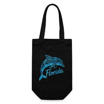 Florida Delfin Tribal Kunst - Geschenkbeutel für Flaschen - Schwarz - Vorne
