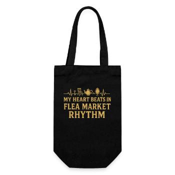 My heart beats in the flea market rhythm - Gift Bag for Bottles - black - Front