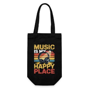Music My Happy Place Music Lover DJ Headphones - Gift Bag for Bottles - black - Front