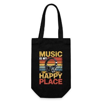 Music My Happy Place Music Lover DJ Headphones - Gift Bag for Bottles - black - Front