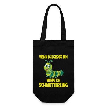 Wenn Ich Groß Bin Werde Ich Schmetterling - Geschenkbeutel für Flaschen - Schwarz - Vorne