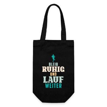 Läufer BLEIB RUHIG UND LAUF WEITER Lustiges - Geschenkbeutel für Flaschen - Schwarz - Vorne