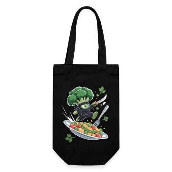 Broccoli Ninja in action - Gift Bag for Bottles - black - Front