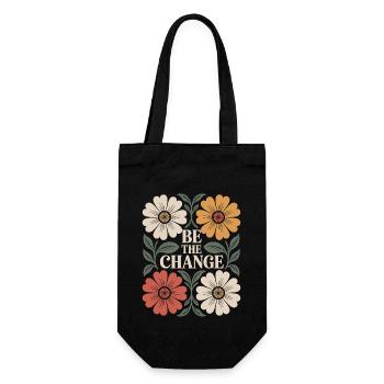 Be the Change Vintage Floral Inspiration Quote - Gift Bag for Bottles - black - Front