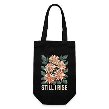 Empowerment Quote Boho Floral Design Still I Rise - Gift Bag for Bottles - black - Front