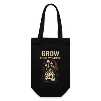 Mushroom Skull Gothic Botanical Dark Cottagecore - Geschenkbeutel für Flaschen - Schwarz - Vorne