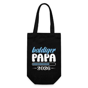 BALD PAPA 2026 Vaterschaft Lustiges - Geschenkbeutel für Flaschen - Schwarz - Vorne