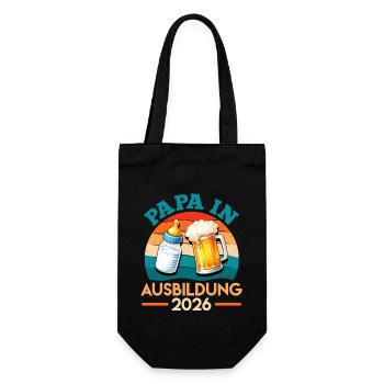 Werdender Vater PAPA IN AUSBILDUNG 2026 - Geschenkbeutel für Flaschen - Schwarz - Vorne