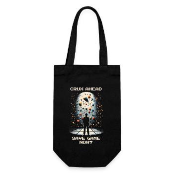 Crux ahead | Bouldering Pixel Art Kneebar - Gift Bag for Bottles - black - Front