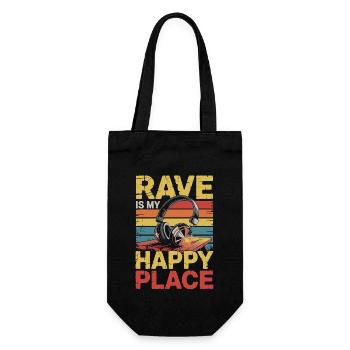 Rave My Happy Place Music Lover DJ Headphones - Gift Bag for Bottles - black - Front